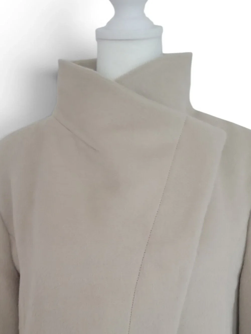 Andean Convertible Collar Alpaca Blend Asymmetric Champagne Coat NWT Size 14